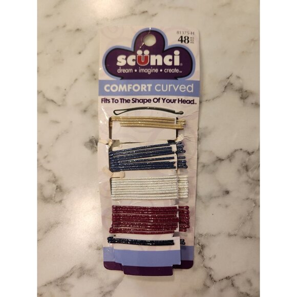 Scunci Comfort Curved Hair Clips Bobby Pins 33 Pack Multicolor Glitter Shimmer - Picture 1 of 3